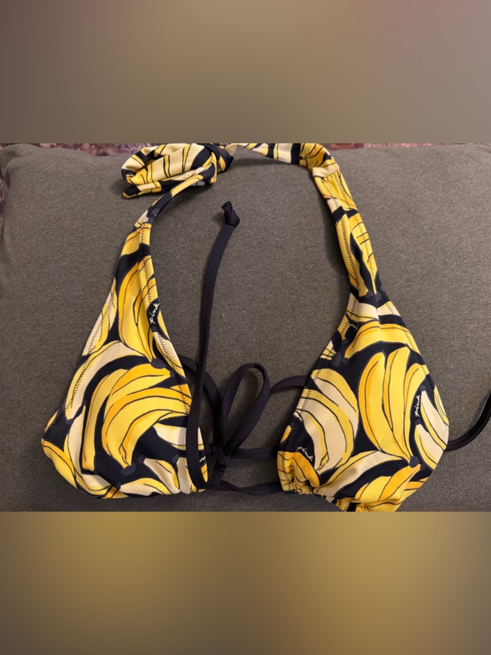 PINK Victoria's Secret Banana Print Bikini Top